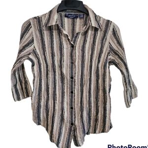 Angelique Crushed 3/4 sleeve striped blouse 1X